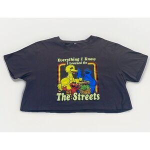 Sesame Street "Everything I Know I Learned On The Streets" Crop Grey Tshirt 2XL